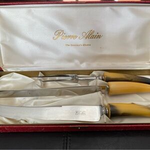 Pierre Alain Stainless Steel Knife Set with Black and Tan Handles